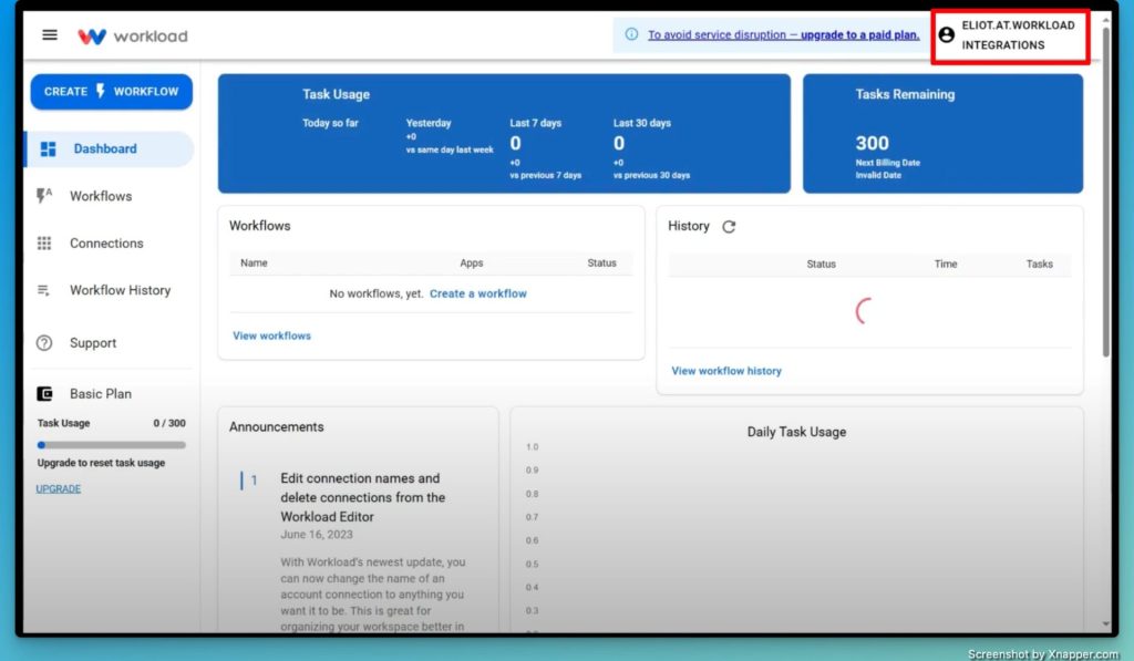 Account Login / Current Workspace