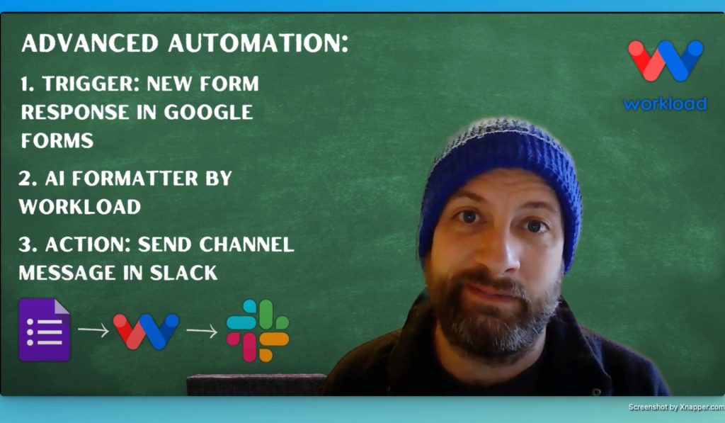 Introduction to guide for how to automate Google Forms and Slack with AI by Workload.