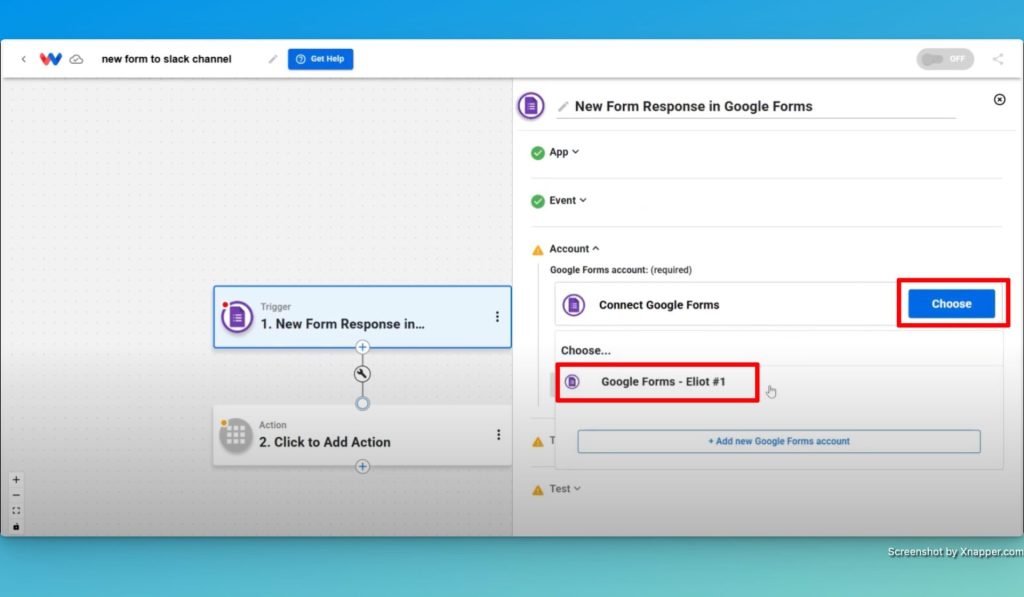 Connect your Google Forms account.