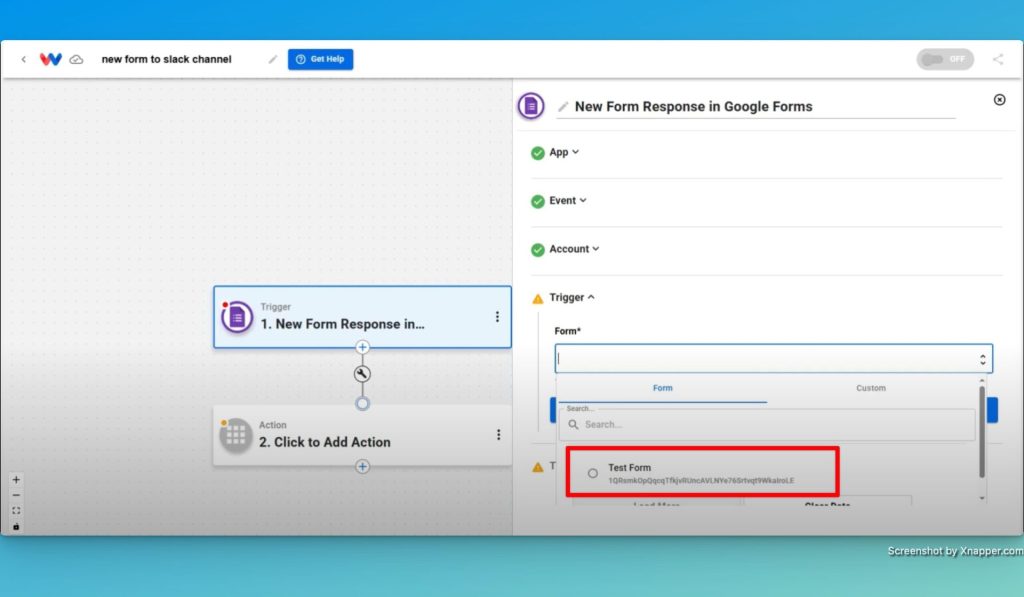 Select the appropriate form in Google Forms.