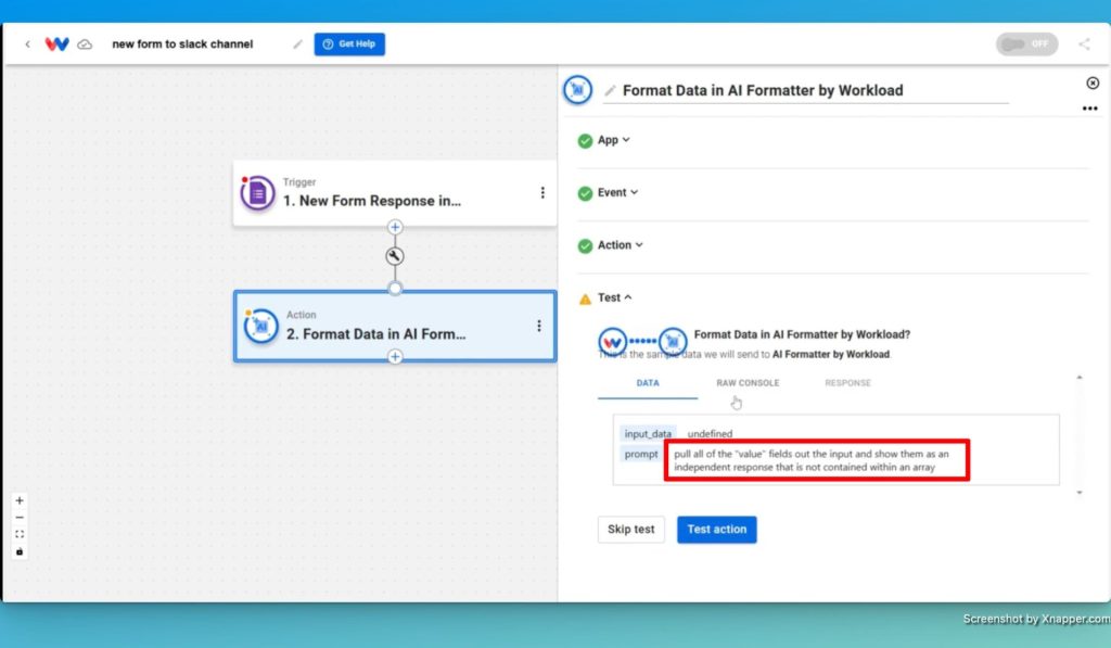 Enter the AI prompt to format the data.