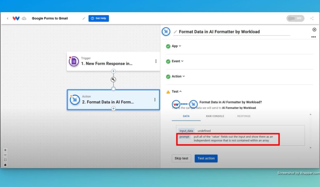 Enter the prompt that tells AI Formatter by Workload how to format the data.