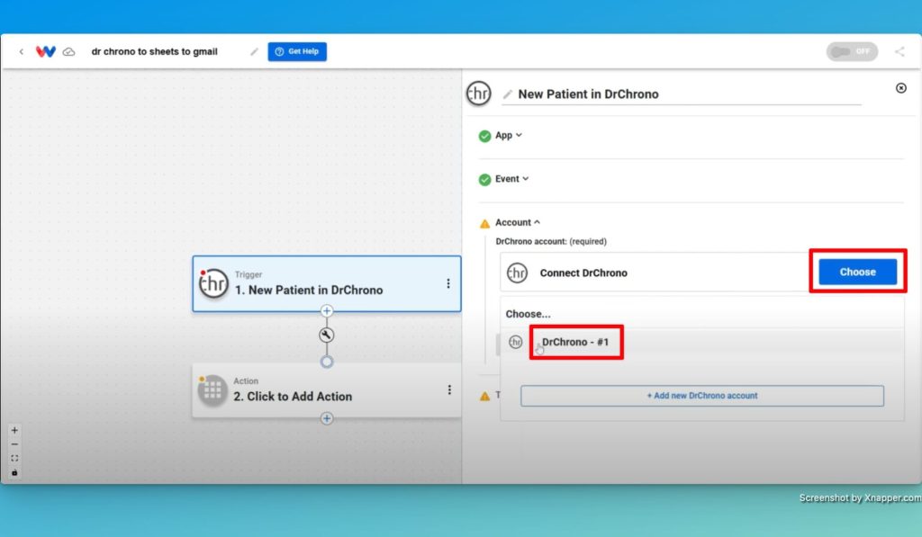 You will need to connect your existing DrChrono account to create your workflow to automate patient data and communications.