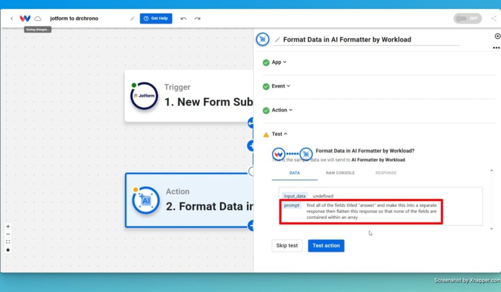 Enter the shown prompt to properly format the data.