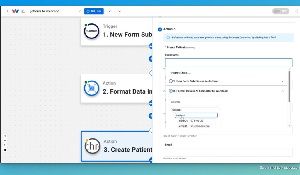 Map the patient data from Step 2 into Step 3.