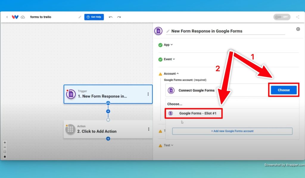 Connect your Google Forms account.