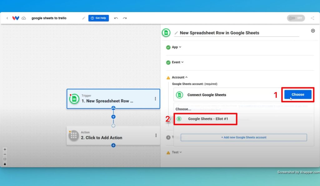 Connect your Google Sheets account to Workload.