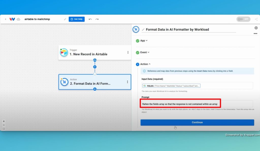 Enter a prompt that instructs the AI Formatter how to properly format the data.