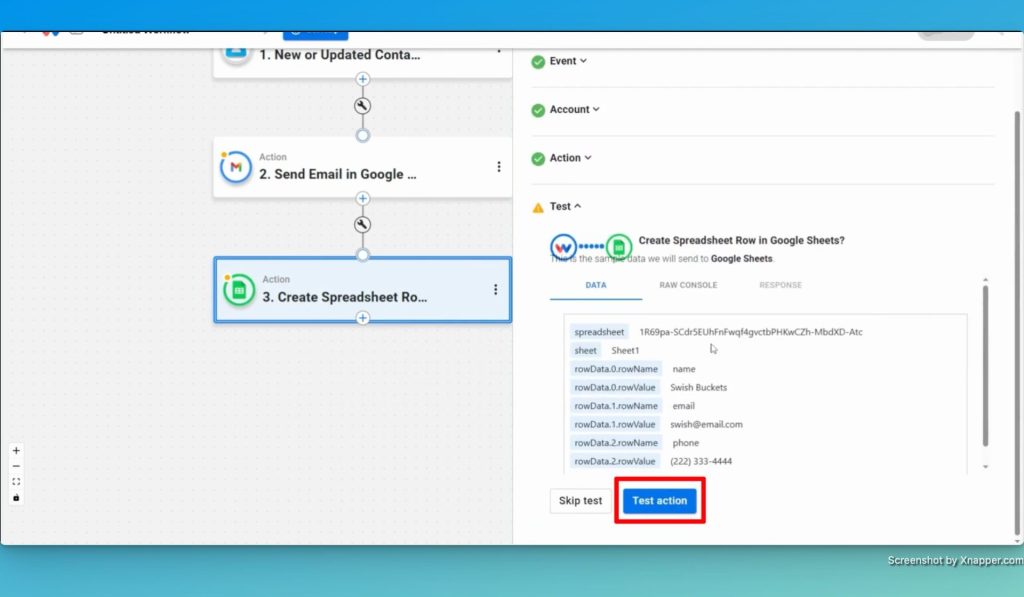 This image shows how to test each step in your automated workflow.