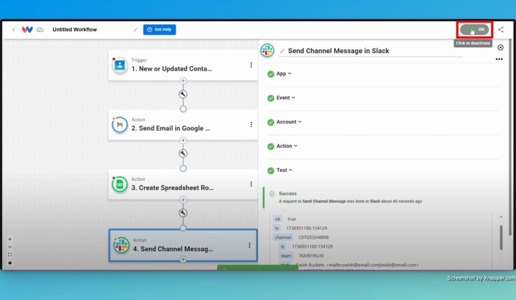 This shows how to activate the automated workflow that you have designed.