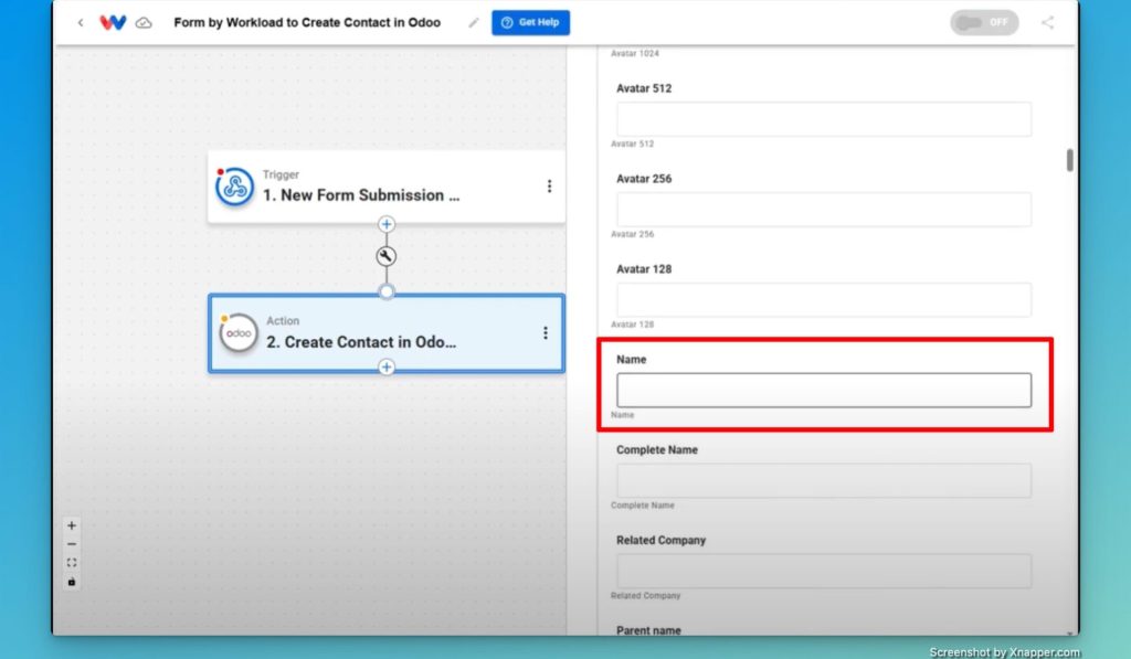 Process for mapping data to action step