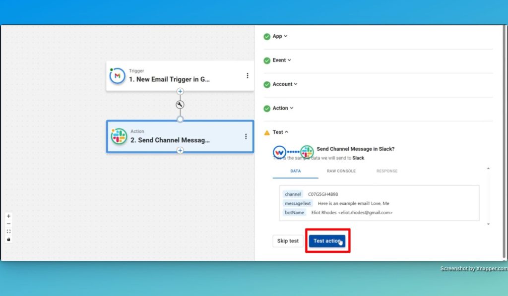 Test your Slack action in your workflow.